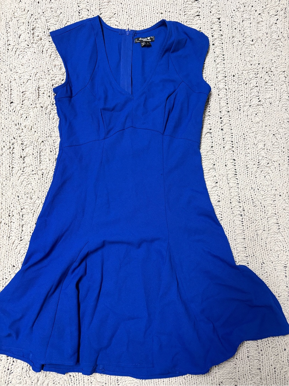 Sequin Hearts Royal Blue V‑Neck Flare Mini Dress